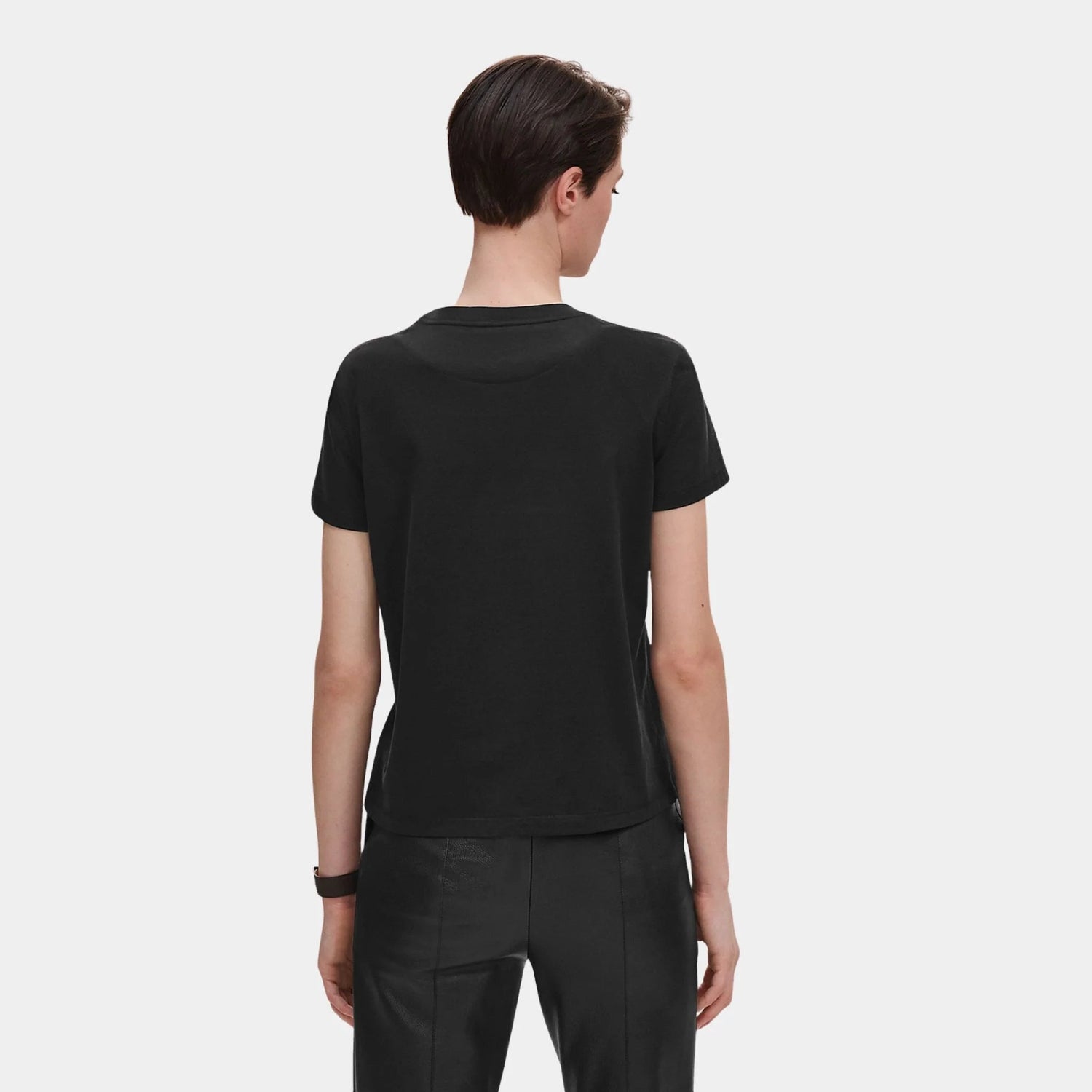Straight T-shirt with Embroidered Pocket