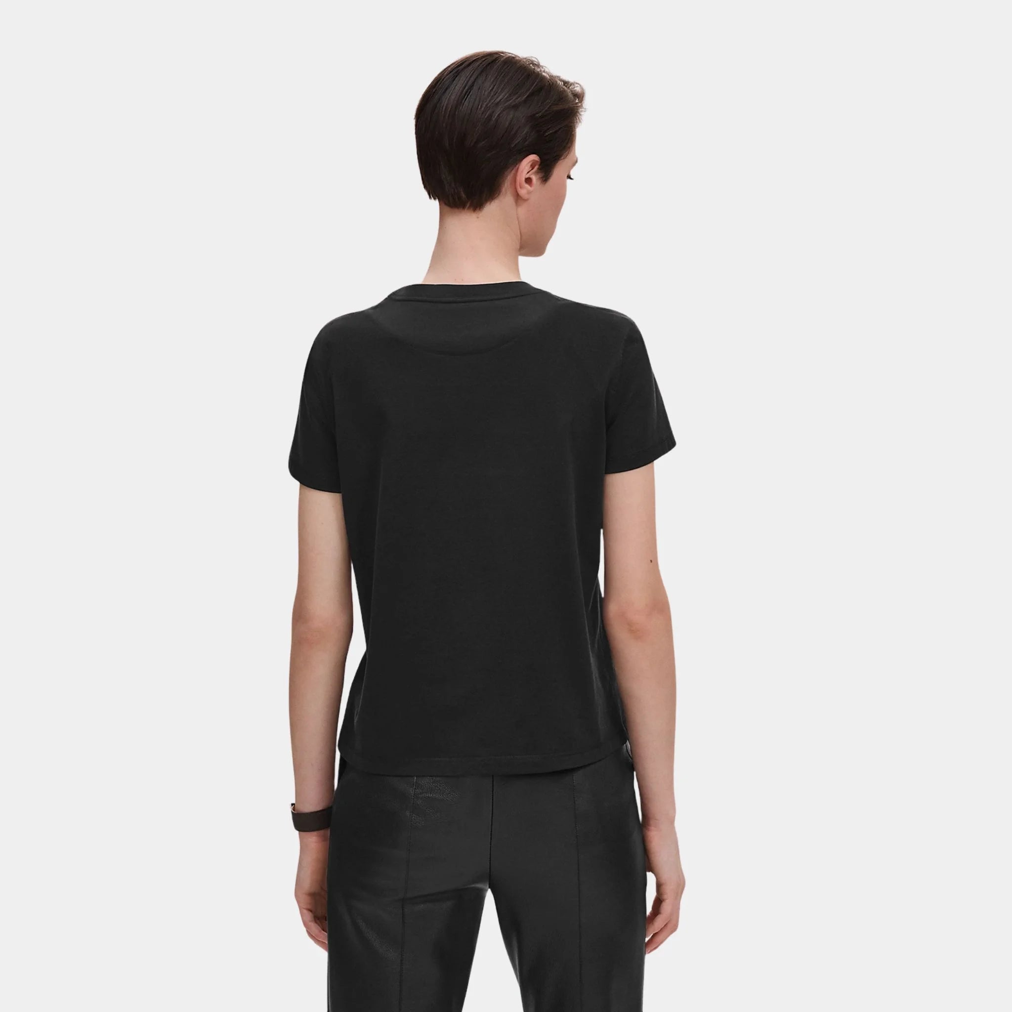 Straight T-shirt with Embroidered Pocket