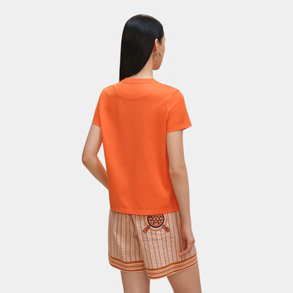 Straight T-shirt with Embroidered Pocket
