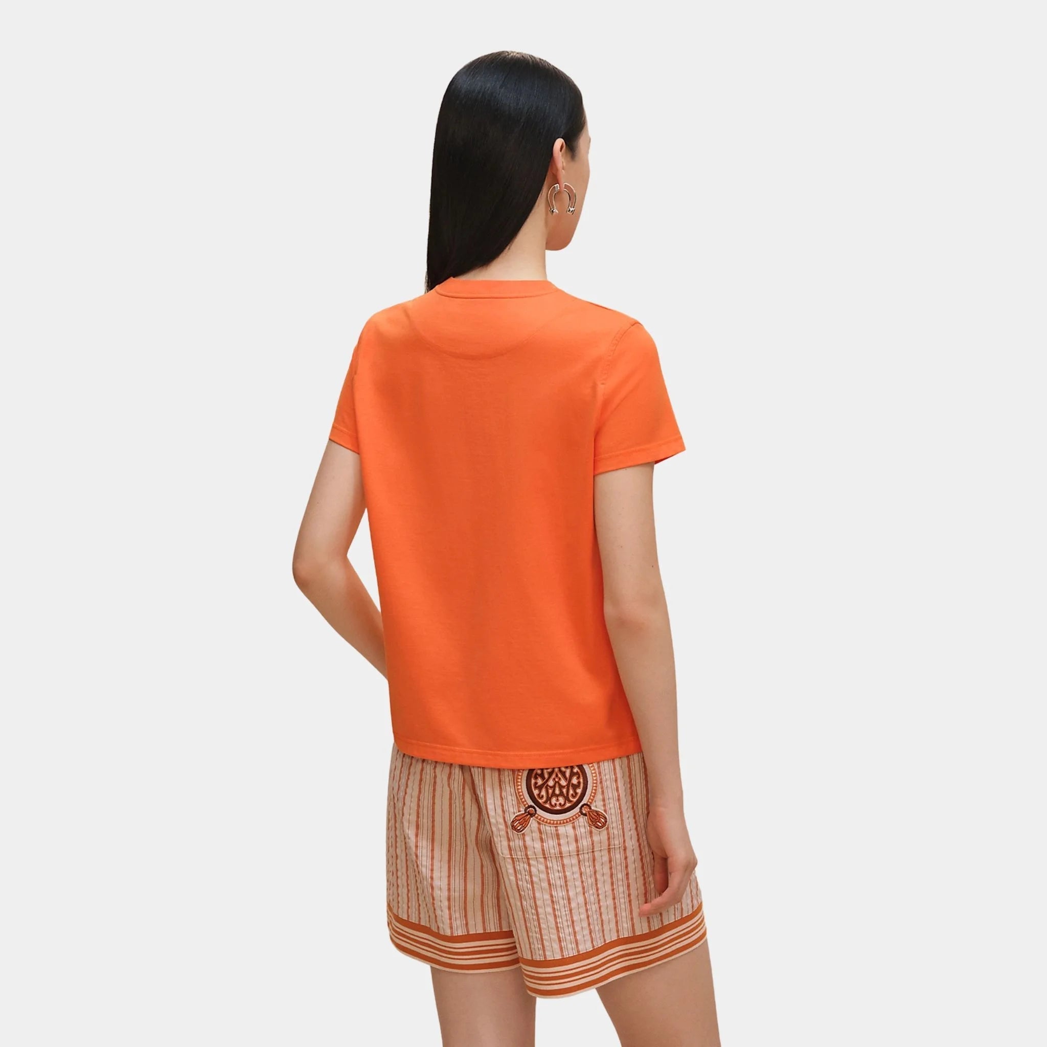 Straight T-shirt with Embroidered Pocket