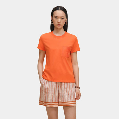 Straight T-shirt with Embroidered Pocket
