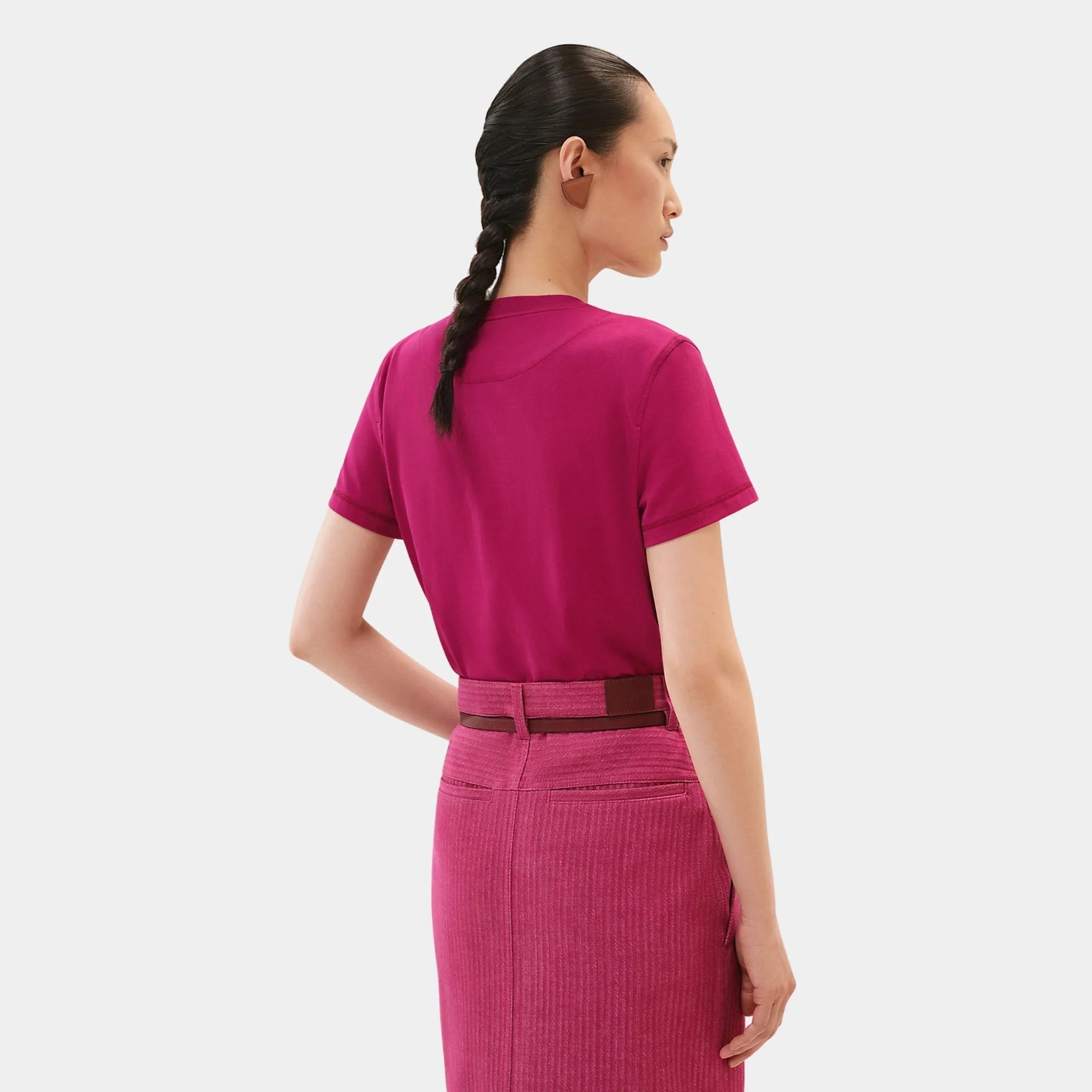 Straight T-shirt with Embroidered Pocket