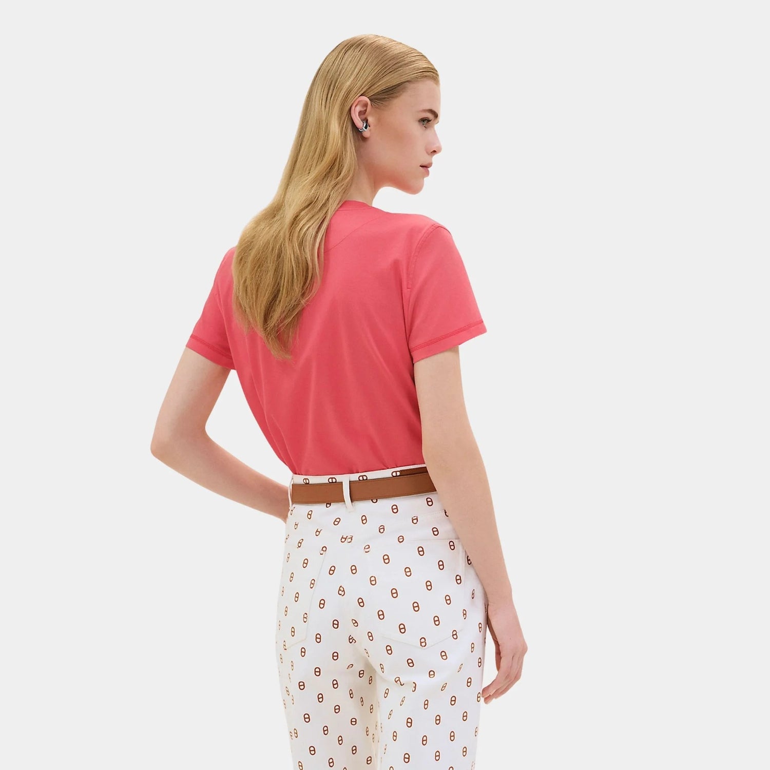 Straight T-shirt with Embroidered Pocket
