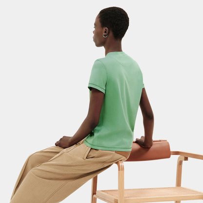 Straight T-shirt with Embroidered Pocket