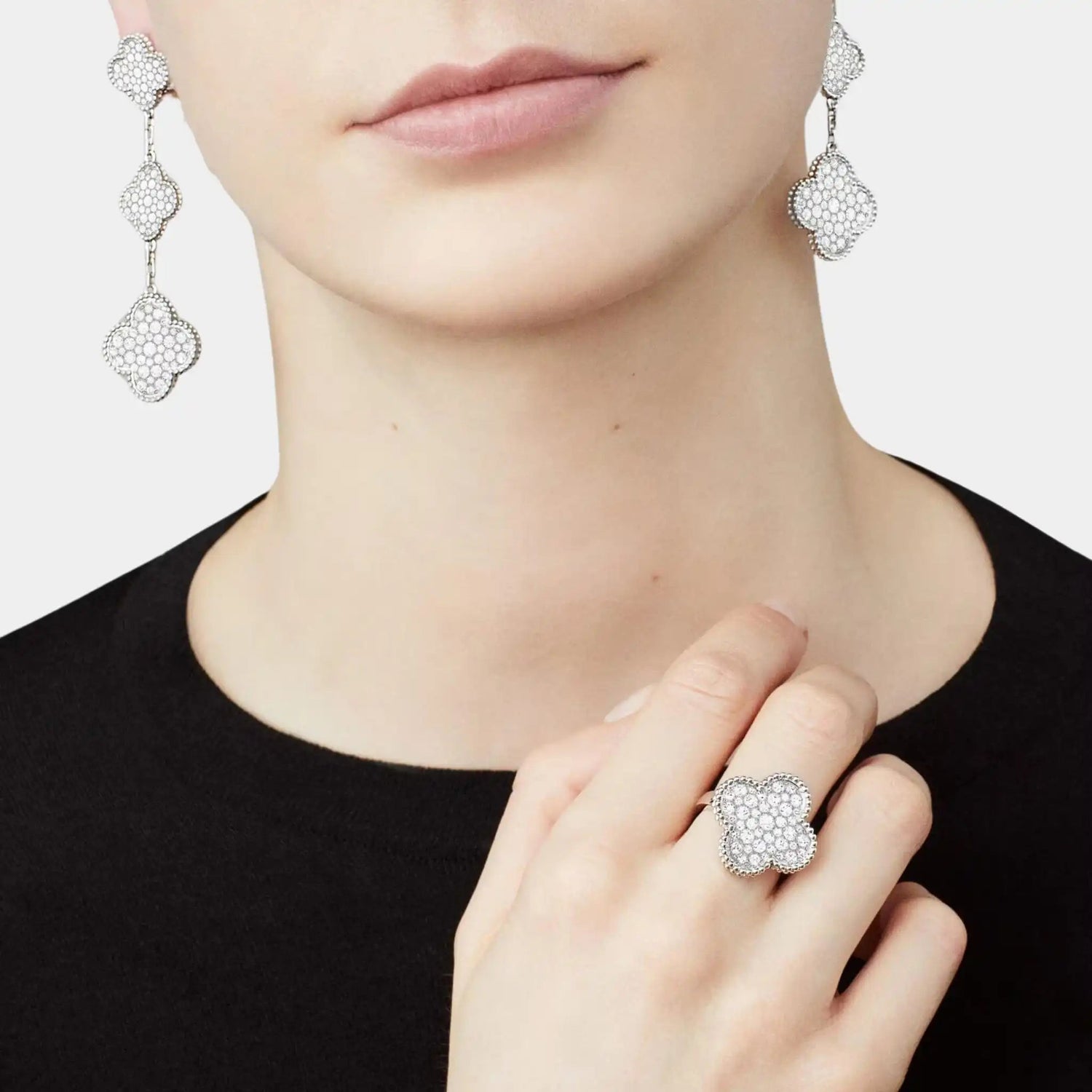 Magic Alhambra Earrings 3 Motifs White Gold &amp; Diamonds