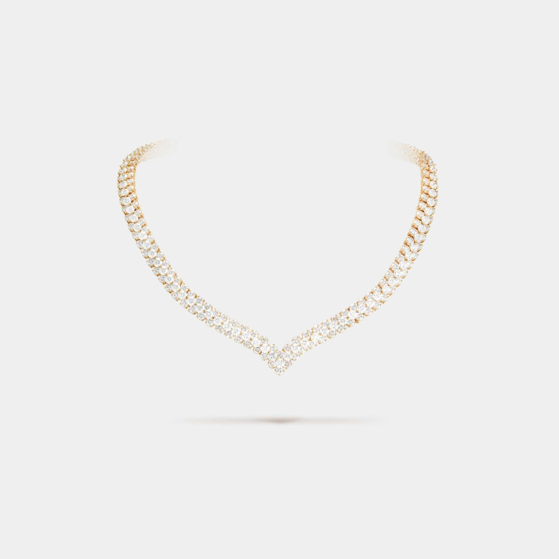 À Cheval 3-Row Diamond Necklace in Yellow Gold