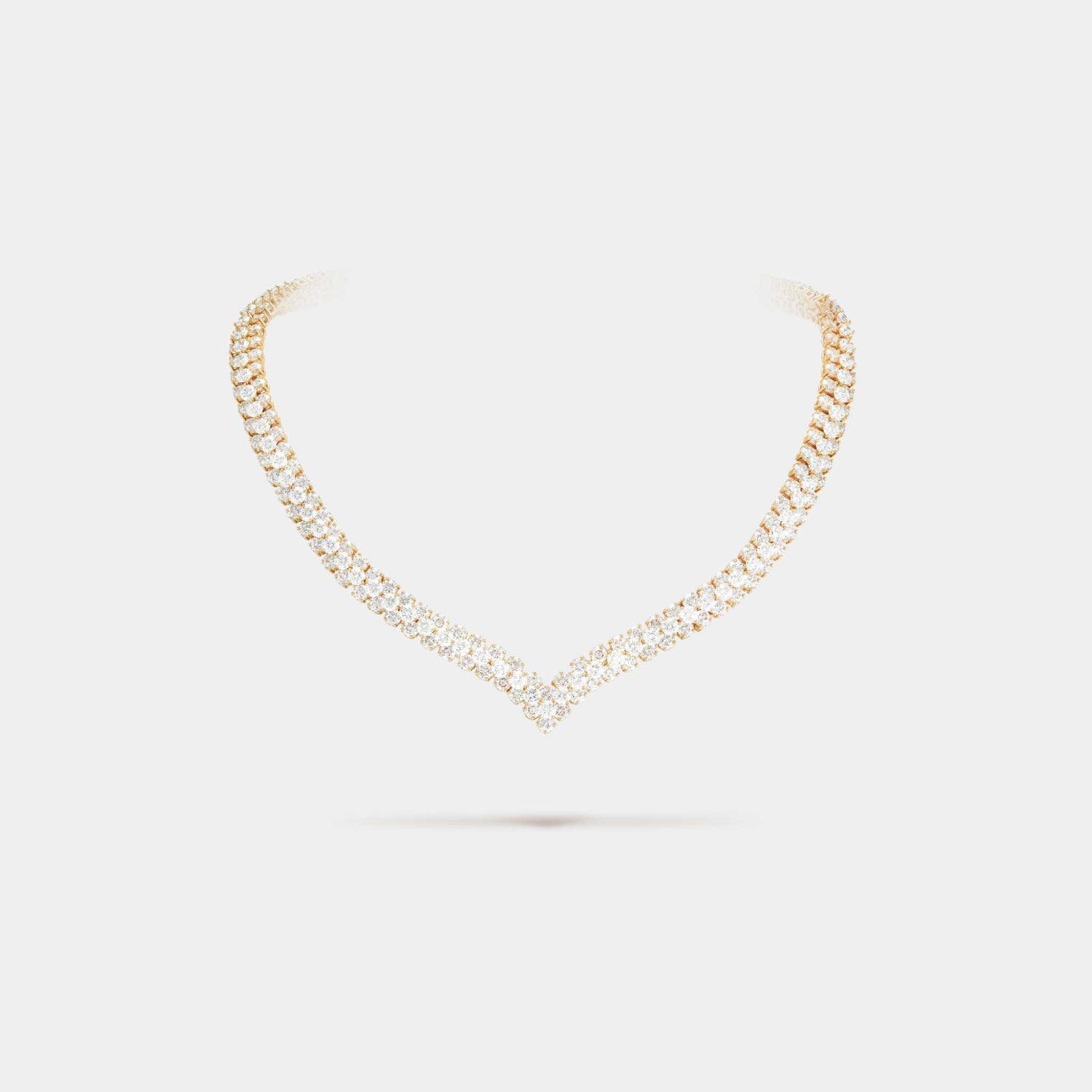 À Cheval 3-Row Diamond Necklace in Yellow Gold