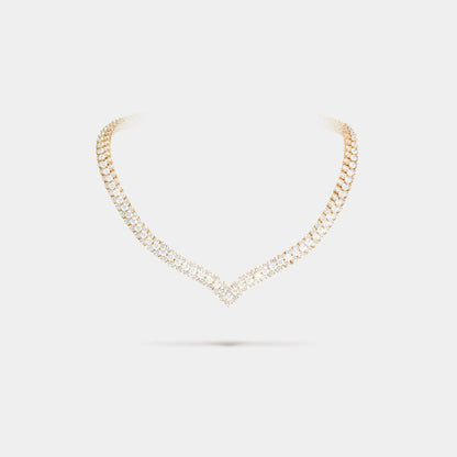 À Cheval 3-Row Diamond Necklace in Yellow Gold