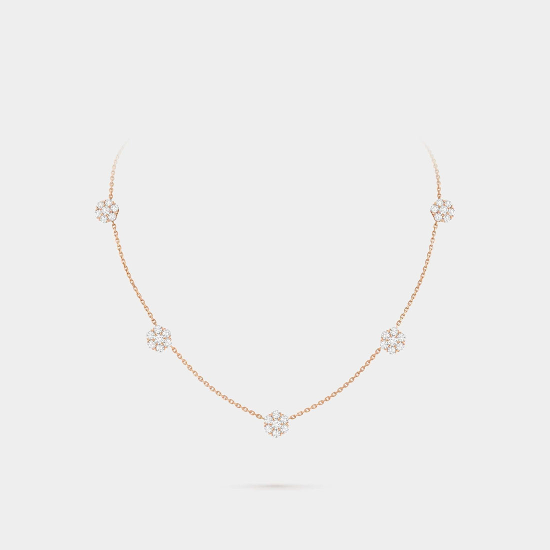 Fleurette Necklace 5 Flowers Rose Gold Diamond