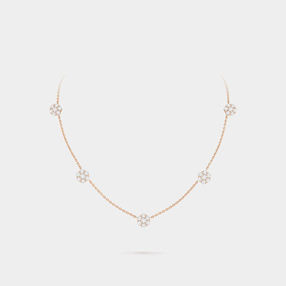 Fleurette Necklace 5 Flowers Rose Gold Diamond