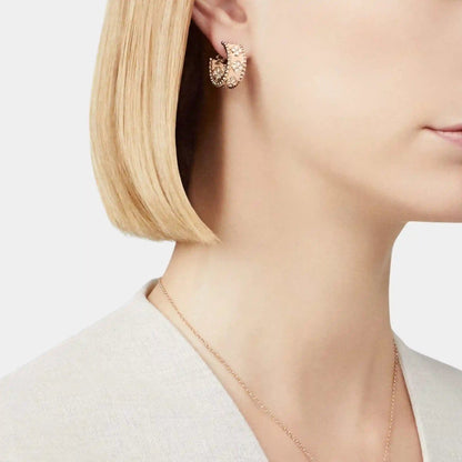 Perlée Clovers Hoop Earrings Rose Gold Diamond