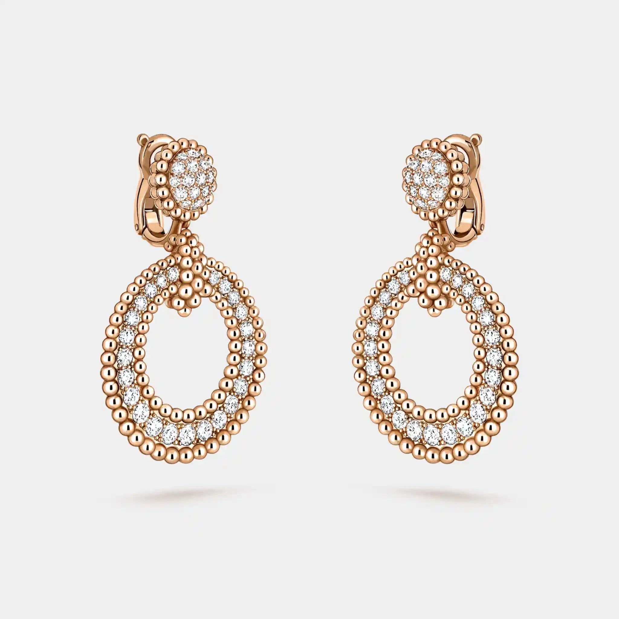 Perlée Diamonds Earrings Rose Gold Diamond