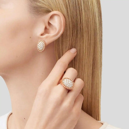 Perlée Diamonds Pavé Earrings Rose Gold Diamond