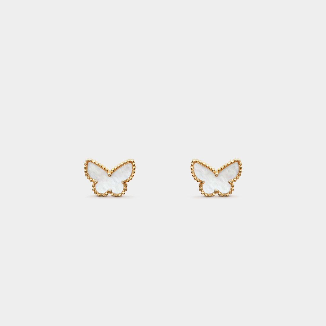 Sweet Butterflies Earstuds in Yellow Gold with Pearl