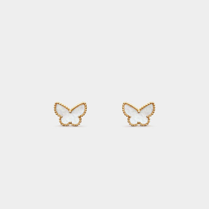Sweet Butterflies Earstuds in Yellow Gold with Pearl