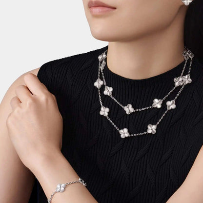 Vintage Alhambra Long Necklace 20 Motifs White Gold