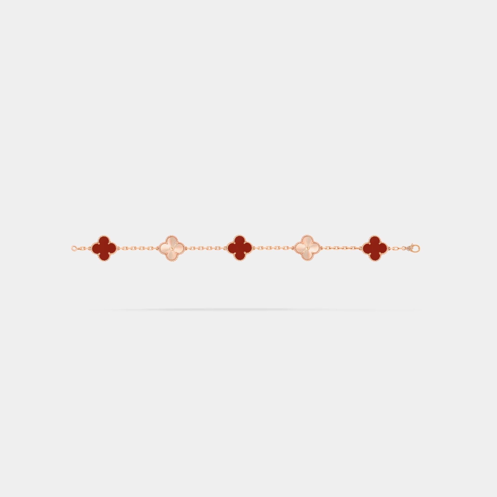 Alhambra Rose Gold Motifs Bracelet Carnelian