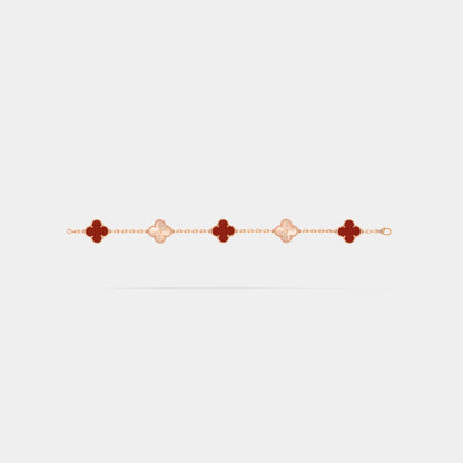 Alhambra Rose Gold Motifs Bracelet Carnelian