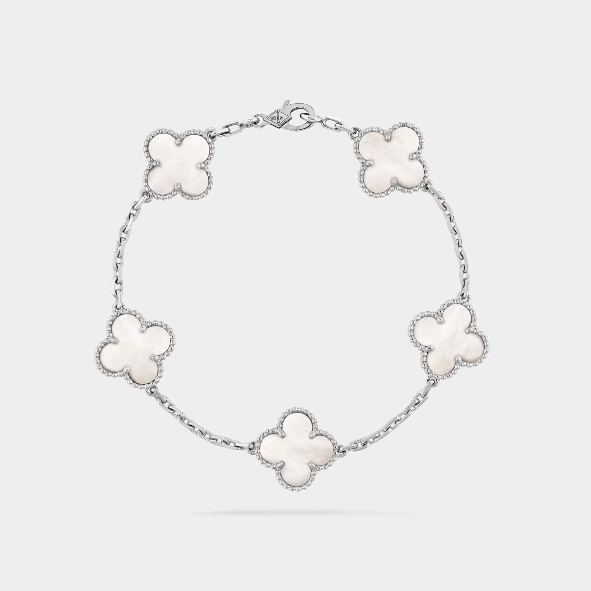Alhambra Bracelet in White Gold &amp; Mother of Pearl
