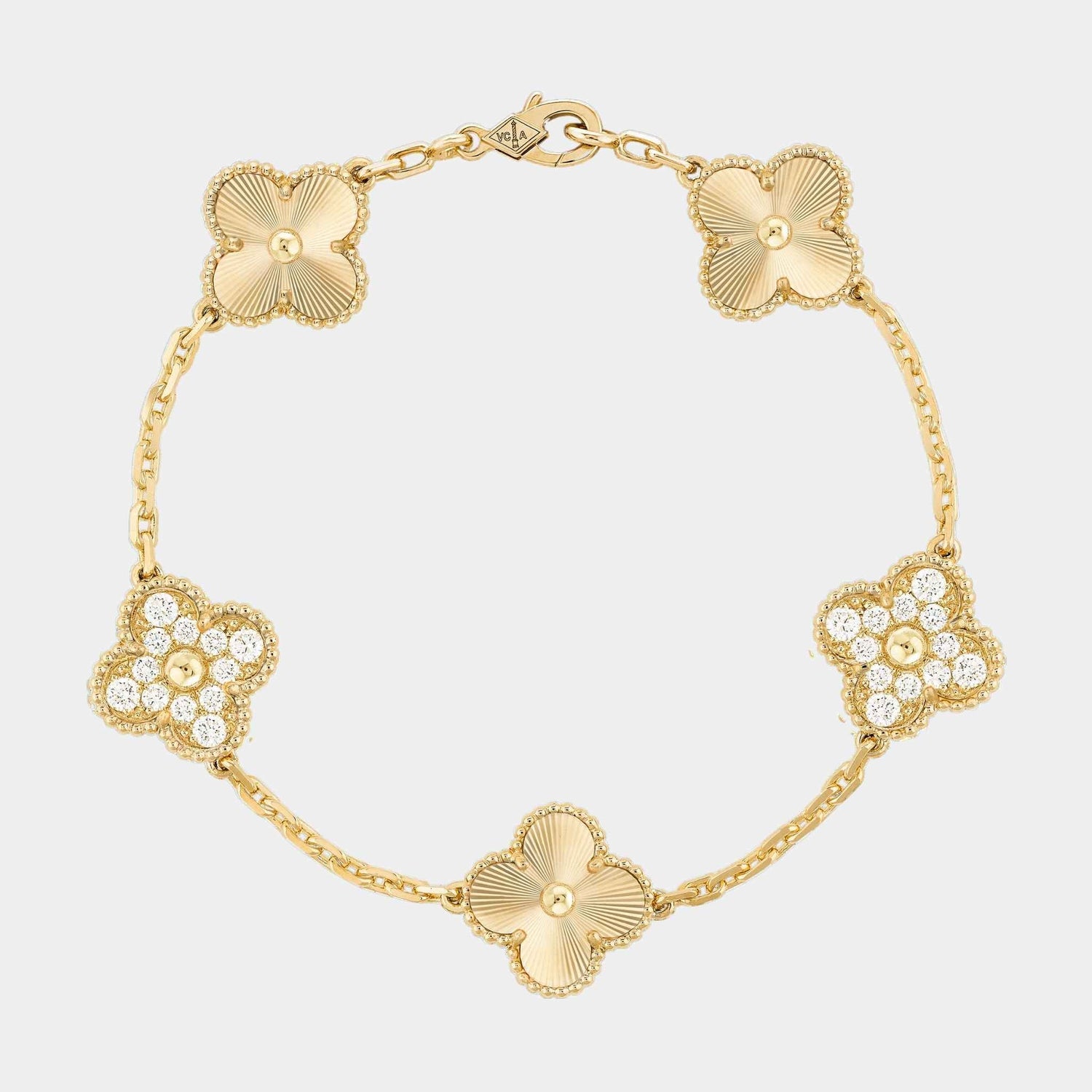 Vintage Alhambra Gold Motifs Bracelet Guilloche