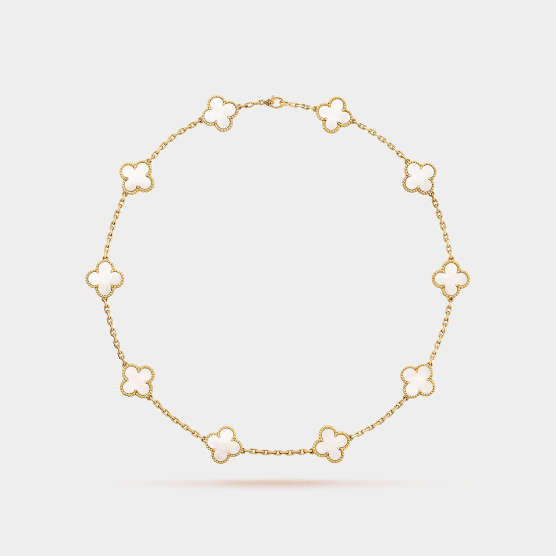Vintage Alhambra Necklace 10 Motifs Yellow Gold Mother Of Pearl