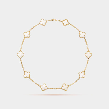 Vintage Alhambra Necklace 10 Motifs Yellow Gold Mother Of Pearl