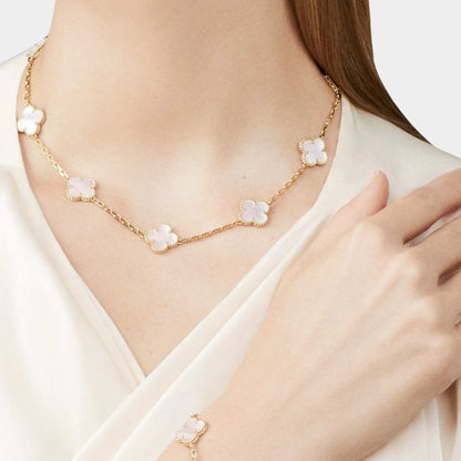 Vintage Alhambra Necklace 10 Motifs Yellow Gold Mother Of Pearl