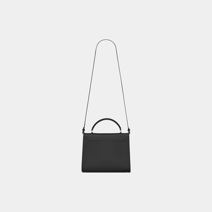 Cassandra Medium Top Handle Bag In Grain De Poudre