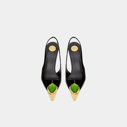 Loulou Patent Leather Slingbacks