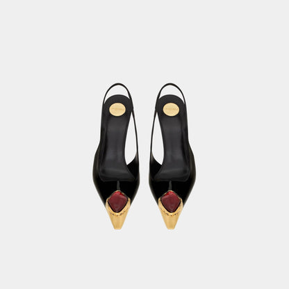 Loulou Patent Leather Slingbacks