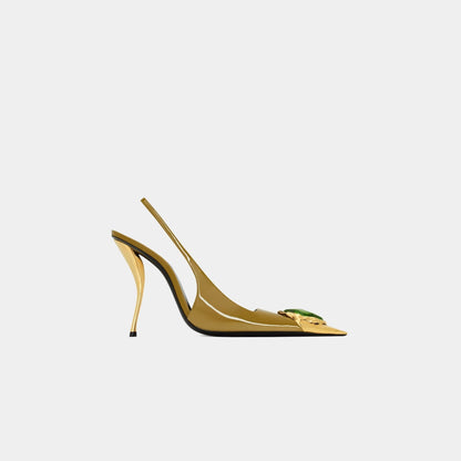Loulou Patent Leather Slingbacks