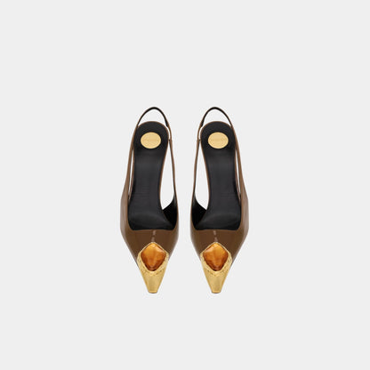 Loulou Patent Leather Slingbacks