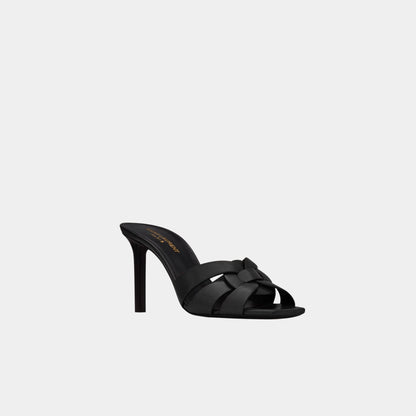 Tribute Heeled Mules In Smooth Leather