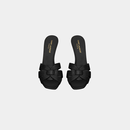 Tribute Heeled Mules In Smooth Leather