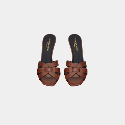 Tribute Heeled Mules In Smooth Leather