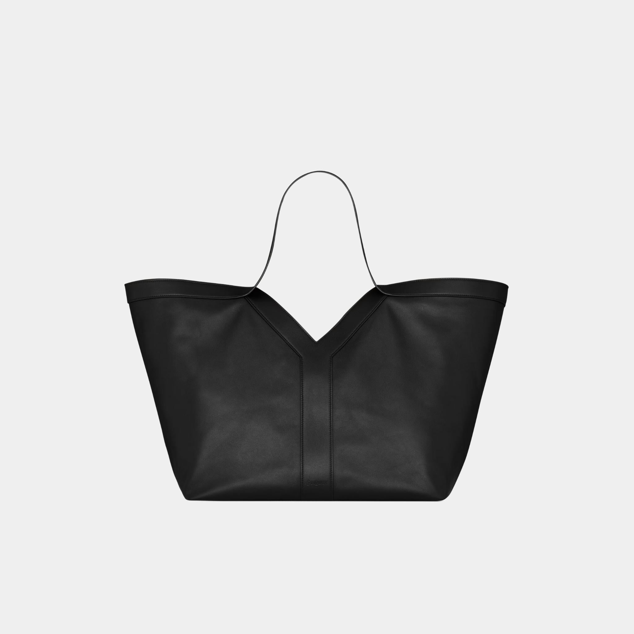 Y Tote In Grained Leather With Tonal Suede Lining