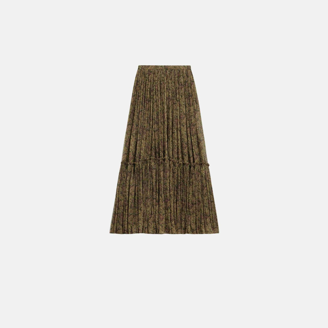 Ruffled Skirt In Lurex Paisley Silk