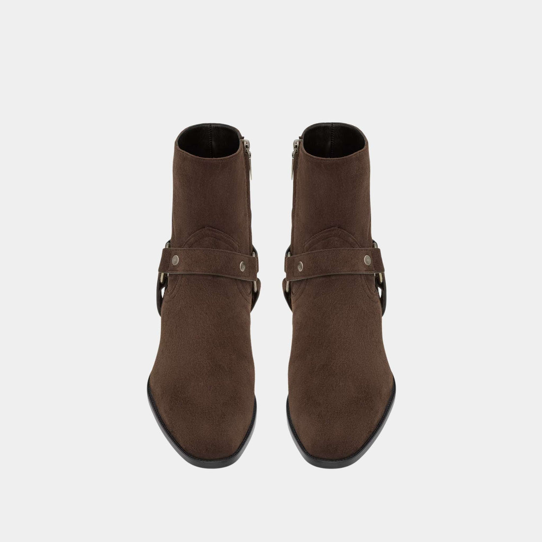 Wyatt Harness Boots in Dark Chocolate Suede