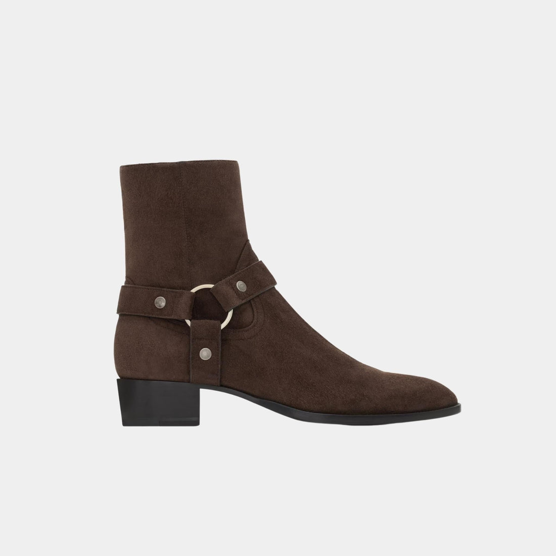 Wyatt Harness Boots in Dark Chocolate Suede