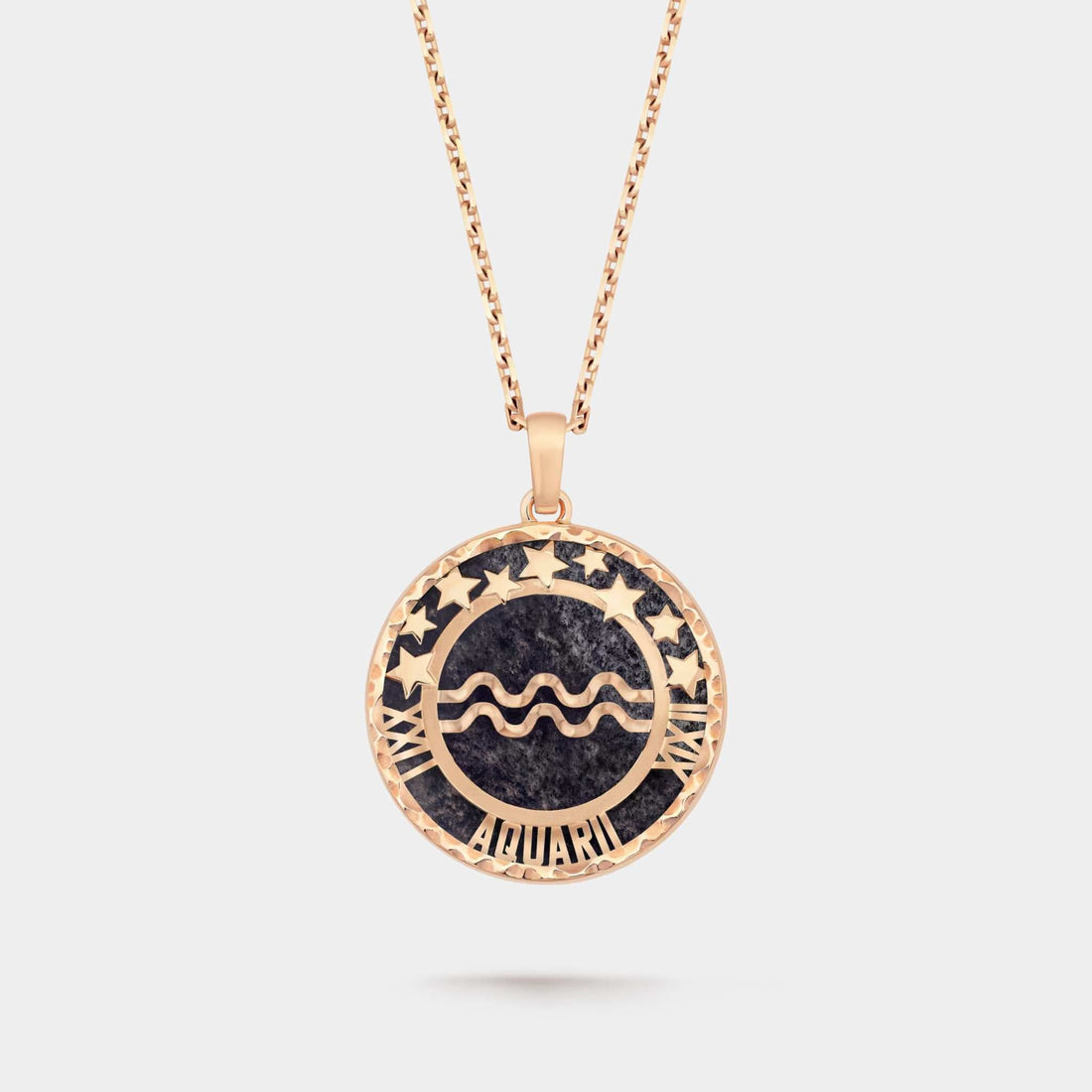 Zodiaque Long Necklace Aquarii Rose Gold Aventurine