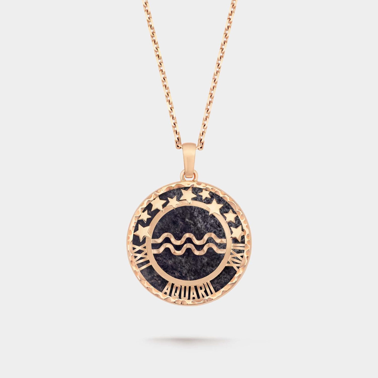 Zodiaque Long Necklace Aquarii Rose Gold Aventurine