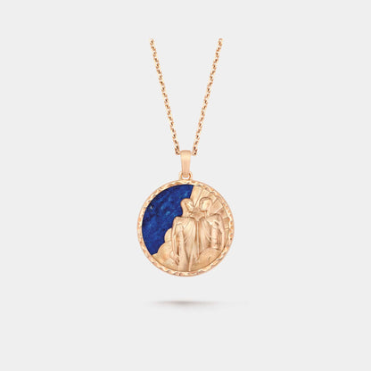 Zodiaque Long Necklace Geminorum Rose Gold Lapis Lazuli